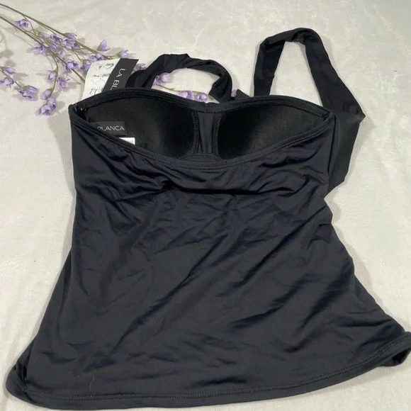 NWT La Blanca [ 4 ] Island Goddess Convertible Tankini Top‎ in Black - Picture 8 of 10